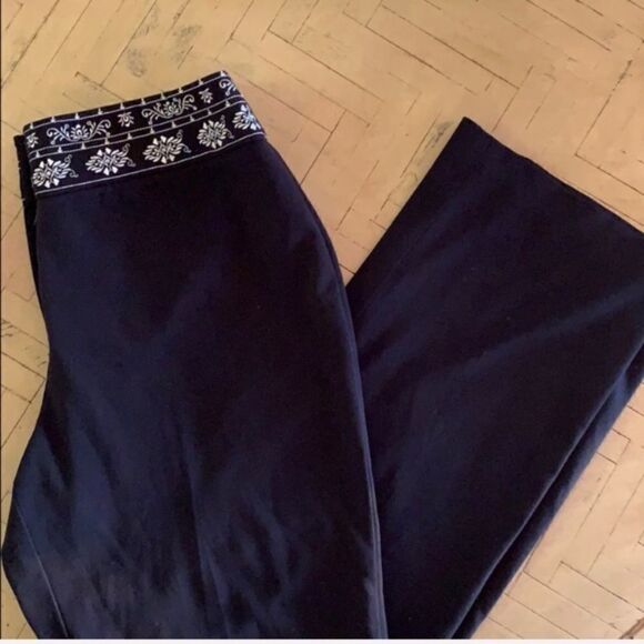 Style & Co. Black Pants Embroidered 10 Boho A15 - Picture 2 of 8